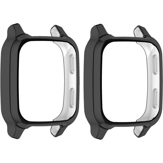 Tianle Compatible with Garmin Venu Sq 2 and Venu Sq Watch Band Cover Cases Shell Screen Protector Accessories(not for Venu 2/2S (Black+Black)
