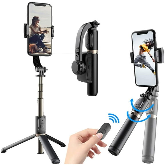 Tianle Gimbal Stabilizer Compatible with iPhone Smartphone Android,Selfie Stick Tripod, Portable Extendable 3 in 1 Phone Tripod Selfie Stick with Wireless Remote Compatible with iPhone (Black)