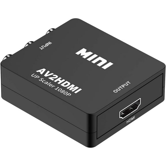 Tianle RCA to HDMI Converter, AV to HDMI Adapter 1080P Mini RCA Composite CVBS Video Audio Converter Adapter Supporting PAL/NTSC for TV/PC/PS2/PS3/STB/Xbox/VCR/DVD, Black