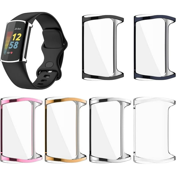 Tianle Screen Protector Case Compatible with Fitbit Charge 6/Charge 5 Smartwatch Accessories Covers Scratched Resistant Full Protective Cover for Charge 6 (6 Colors)