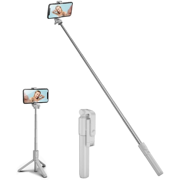 Tianle Selfie Stick, Extendable Selfie Stick Tripod with Wireless Remote and Flexible Tripod Stand Group Selfies, Live Streaming, Video Recording Compatible with All Cellphones, White