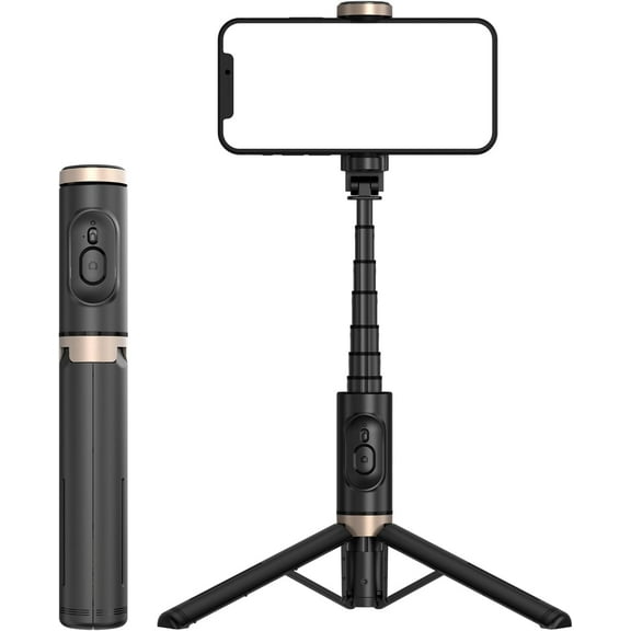 Tianle Selfie Stick Tripod - Extendable Phone Tripod with Wireless Remote All-in-one Design for Smartphones Compatible with iPhone 15 14 pro max, Samsung, Android, iOS (Black)