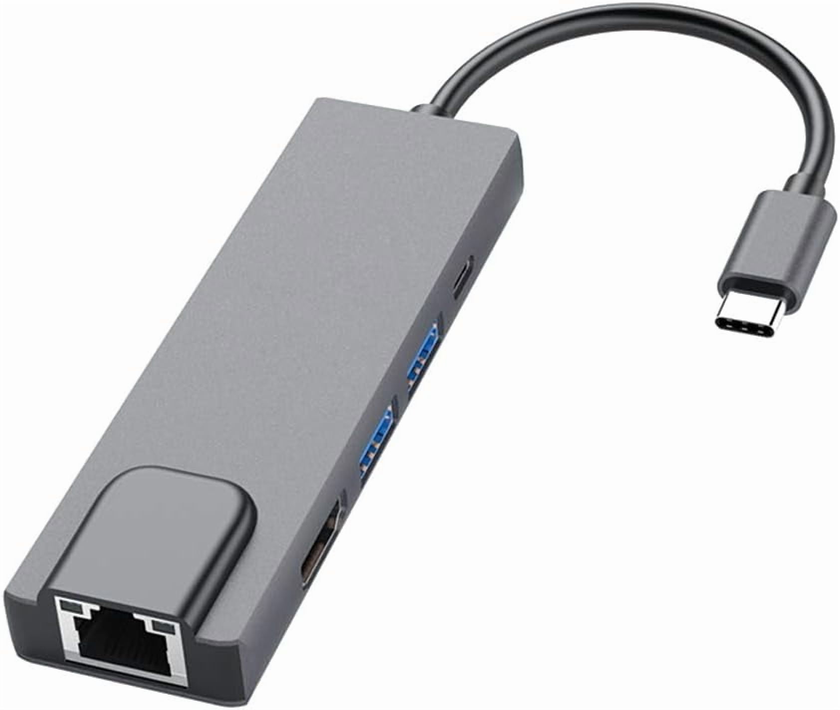 Tianle USB C Hub Ethernet, 5 in 1 Multi Port Adapter with Gigabit Ethernet Port, 4K HDMI, USB C PD Charging and 2 USB 3.0 Compatible with Switch Console, MacBook, iPad, Surface, 5-in-1