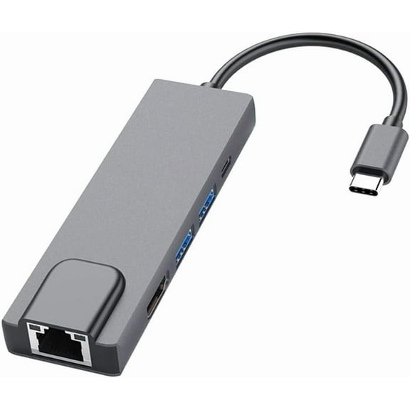 Tianle USB C Hub Ethernet, 5 in 1 Multi Port Adapter with Gigabit Ethernet Port, 4K HDMI, USB C PD Charging and 2 USB 3.0 Compatible with Switch Console, MacBook, iPad, Surface, 5-in-1