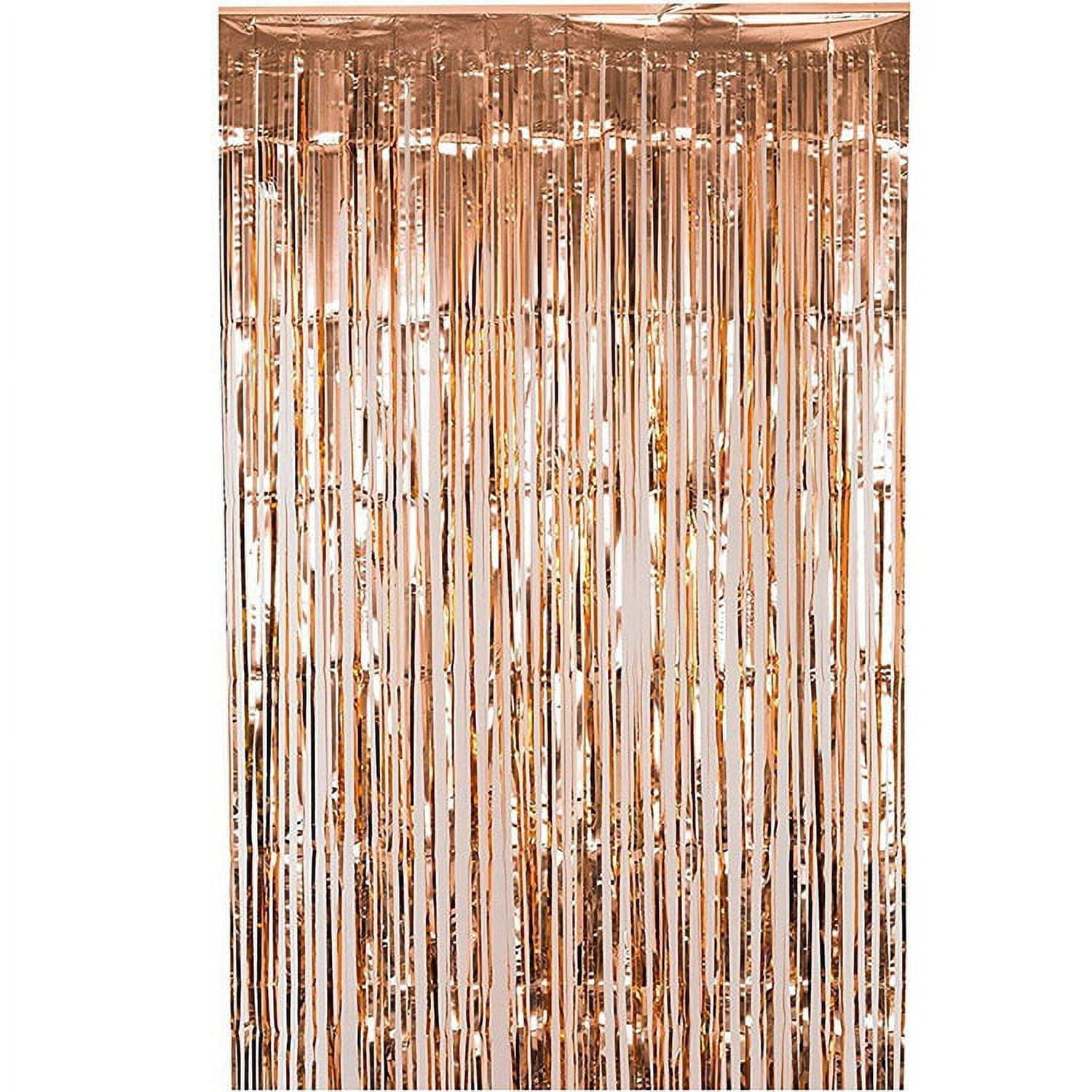 Tianlu Rose Gold Fringe Curtain - Pack of 2 Rose Gold Party Decorations ...