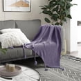 thumbnail image 1 of Tianna Purple Acrylic 50x60 Inches Wool-like Tassels Knit Throw Blanket, 1 of 7