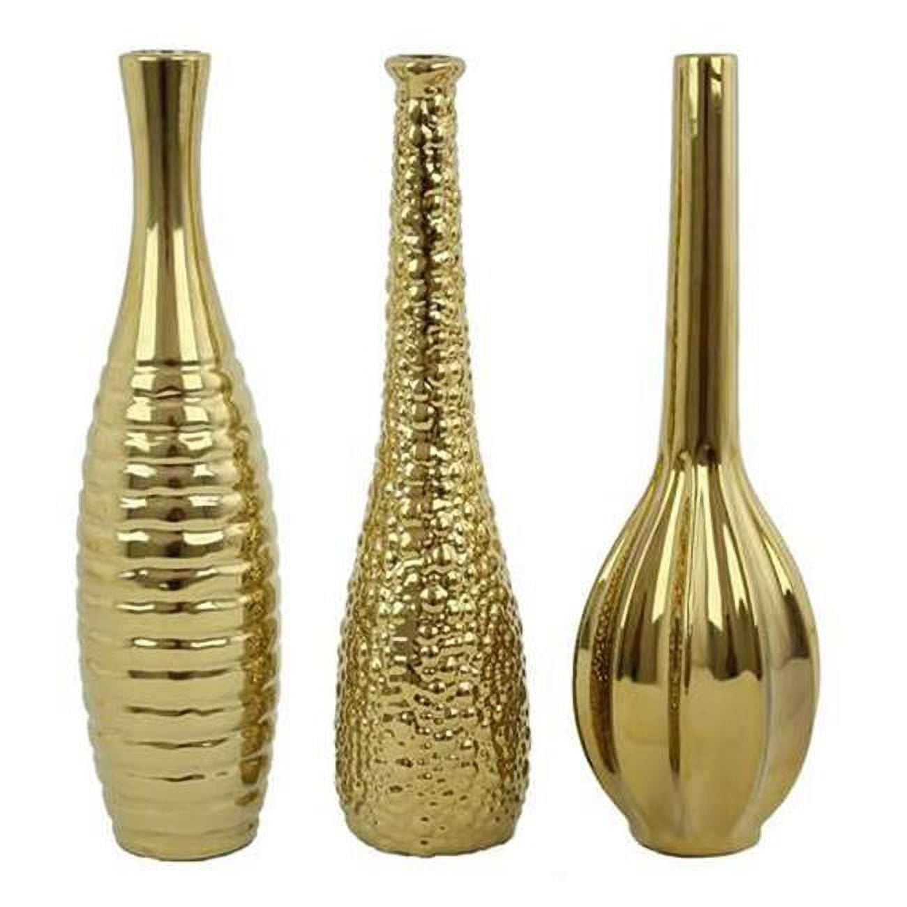 Tianna Gold Vases Set Of 3, Gold