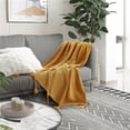 thumbnail image 1 of Tianna Yellow Acrylic 50x60 Inches Wool-like Tassels Knit Throw Blanket, 1 of 10