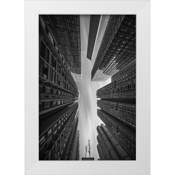 Tianqi 11x14 White Modern Wood Framed Museum Art Print Titled - Forest City