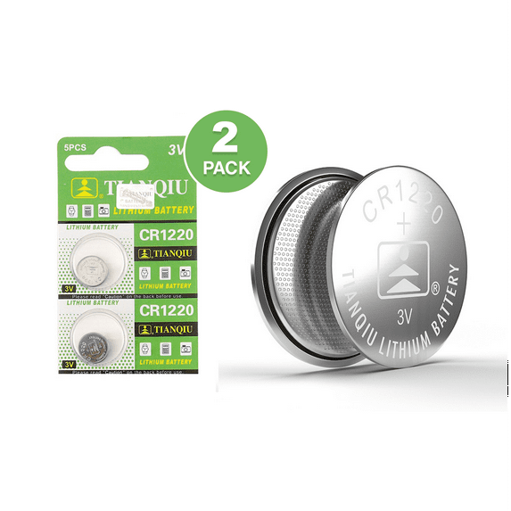 Tianqiu CR1220 3V Lithium Coin Cell Batteries (2 Batteries)