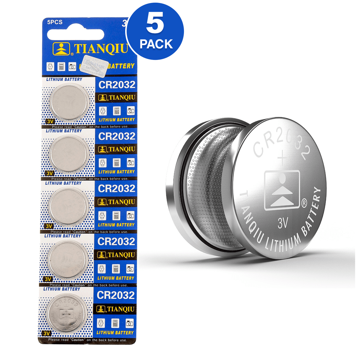 Tianqiu CR2450 Battery 3V Lithium Coin (2, 5, 10, 20, 50, 100 Count  Wholesale)