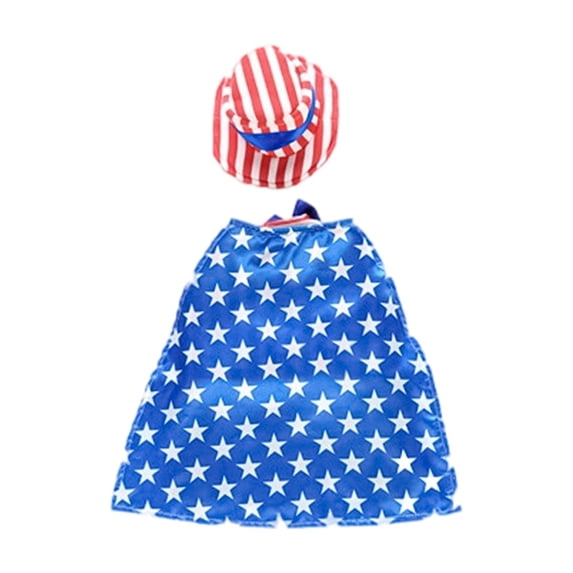 Patriotic Dog Costume Set with Hat, 4th of July Pet Apparel, Holiday Dress-Up Outfit for Small to Medium Dogs