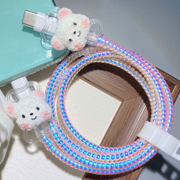 Tianyeda 2PCS Charging Cord Protectors with 1pc Spiral Protective Rope For Apple Cable