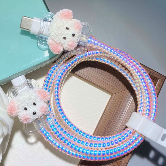 Tianyeda 2PCS Mobile Phone Type-C Cable Protectors with 1pc Spiral Protective Rope