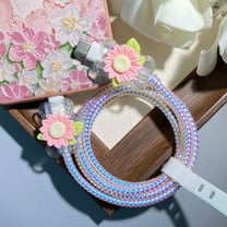 Tianyeda 2Pcs Charging Cable Protectors with 1pc Spiral Protective Rope