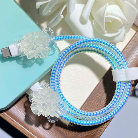 Tianyeda 2Pcs Charging Cable Protectors with 1pc Spiral Protective Rope