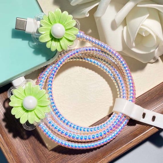 Tianyeda 2Pcs Charging Cable Protectors with 1pc Spiral Protective Rope