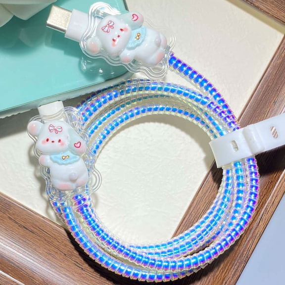 Tianyeda 2Pcs Charging Cable Protectors with 1pc Spiral Protective Rope