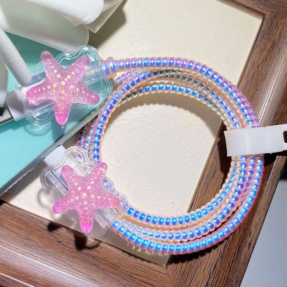 Tianyeda 2Pcs Charging Cable Protectors with 1pc Spiral Protective Rope