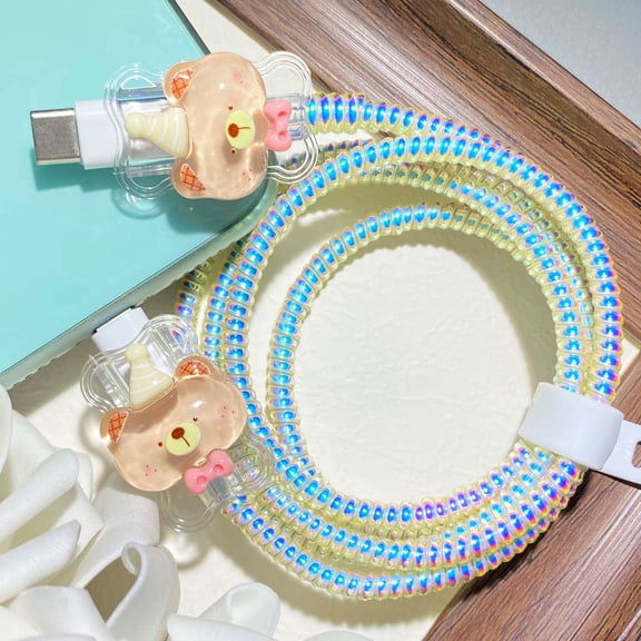 Tianyeda 2Pcs Cord Protectors with 1pc Spiral Protective Rope For Apple Charging Cable