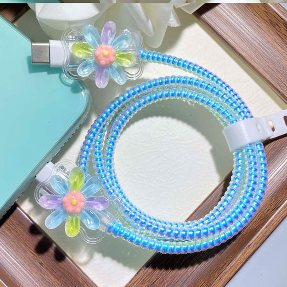 Tianyeda 2Pcs Cord Protectors with 1pc Spiral Protective Rope For iPhone Cable