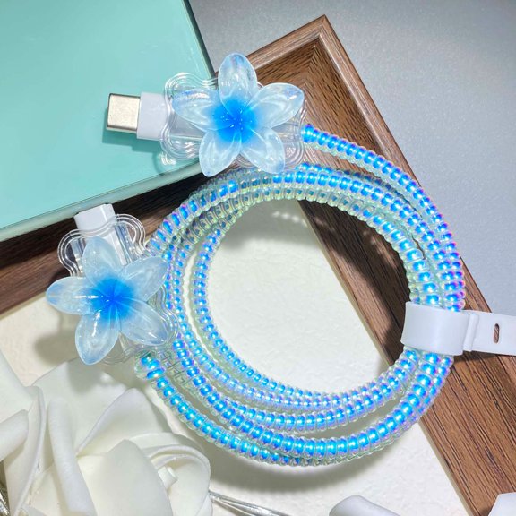 Tianyeda 2pcs Data Charging  Cable Protectors with 1pc Spiral Protective Rope