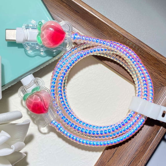 Tianyeda 2pcs iphone Cord Protectors with 1pc Spiral Protective Rope