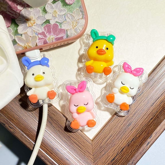 Tianyeda 4Pcs Cute Duck Flower Charging Cable Protectors