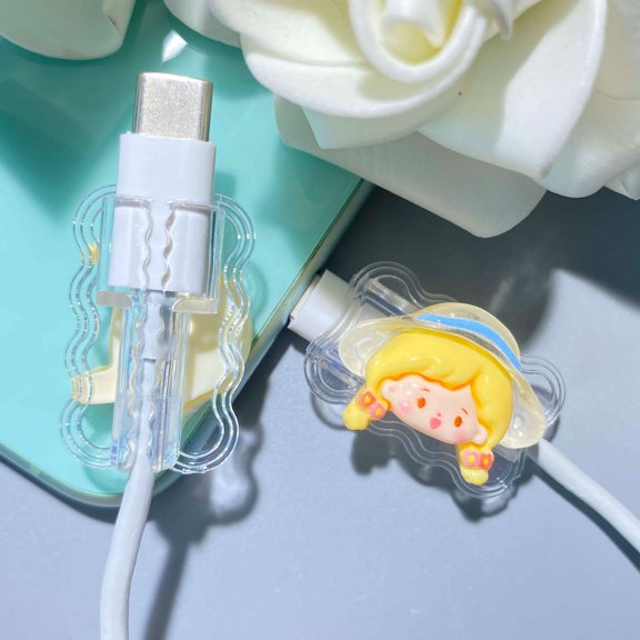 Tianyeda 4pcs Cartoon Pattern iPhone Cord Protectors Cable Clips