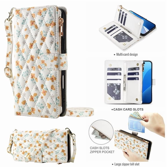 Tianyeda for REDMI Note 14 Pro 4G Case Wallet Card Holder Zipper Leather Flip Cover Crossbody Wrist Strap with Stand A3