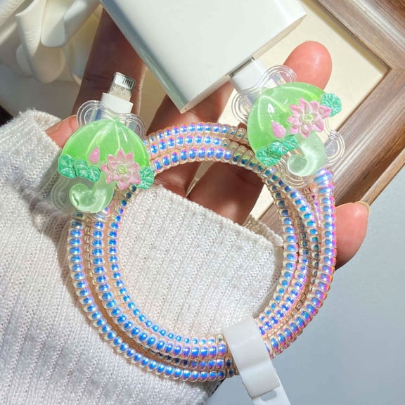 Tianyeda Umbrella 2Pcs Charging Cable Protectors with 1pc Spiral Protective Rope