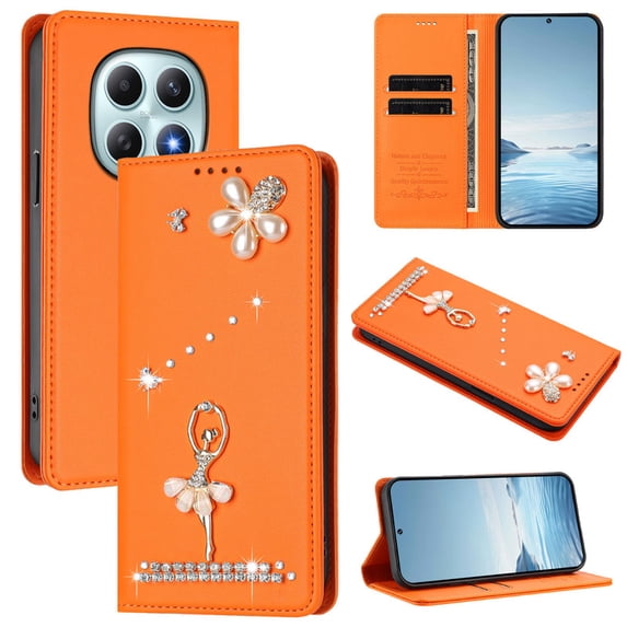 Tianyeda for XiaoMi RedMi Note 15 5G Case for Samsung Galaxy S26Ultra Wallet case Phone Cover with RFID Blocking Credit Card Holder Flip Book For Women Orange