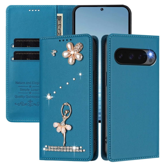 Tianyeda for Google Pixel 10 Case, PU Leather Wallet Case with RFID Blocking Card Holder Blue