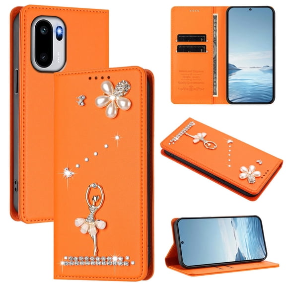 Tianyeda for Oneplus ACE 6/6T/15R. Case Wallet case Phone Cover with RFID Blocking Credit Card Holder Flip Book For Women Orange