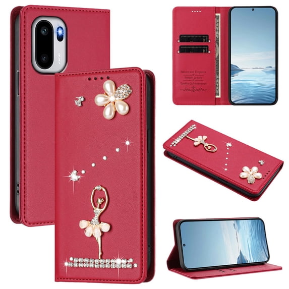 Tianyeda for Oneplus ACE 6/6T/15R. Wallet case Phone Cover with RFID Blocking Credit Card Holder Flip Book For Women Red