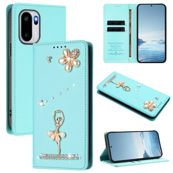 Tianyeda for Oneplus ACE 6/6T/15R. Wallet case Phone Cover with RFID Blocking Credit Card Holder Flip Book For WomenMint Green