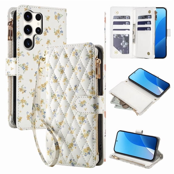 Tianyeda for Samsung Galaxy S25Ultra Case Wallet Card Holder Zipper Leather Flip Cover Crossbody Wrist Strap with Stand A5