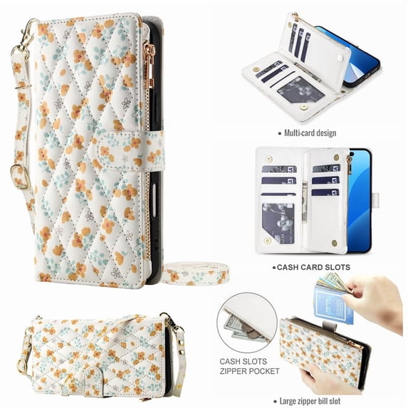 Tianyeda for Samsung Galaxy S26 Case Wallet Card Holder Zipper Leather Flip Cover Crossbody Wrist Strap with Stand A3