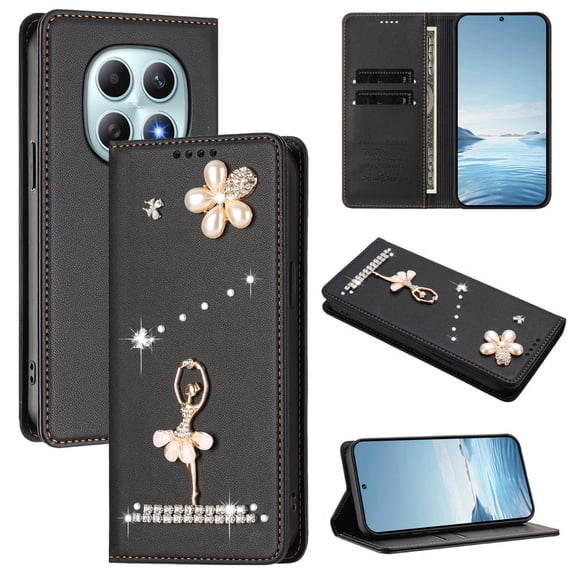 Tianyeda for XiaoMi RedMi Note 15 5G Wallet case Phone Cover with RFID Blocking Credit Card Holder Flip Book For Women Black