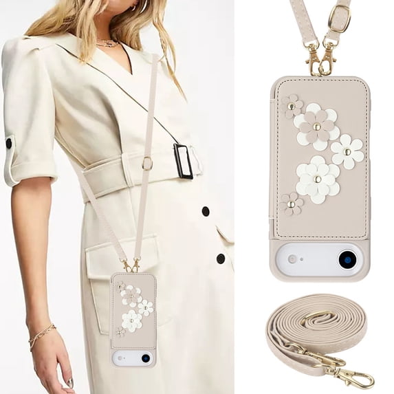 Tianyeda for iPhone Air Case Leather 6.5 Inch Wallet 4Pcs Card Holder Leather Flip Cover Long/Short Lanyards with Stand White