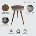 thumbnail image 1 of Tianyi Smart Music Coffee Table Round Smart End Table, Bluetooth Side Table with USB Port and outlet Smart Table with Speaker and Wireless Charger- Walnut, 1 of 8