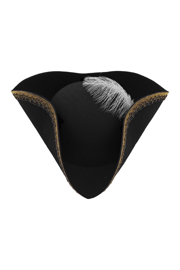 1pc Unisex Colonial Tricorn Pirate Hat Distressed Vintage Style Felt Hat for Themed Parties Black One Size