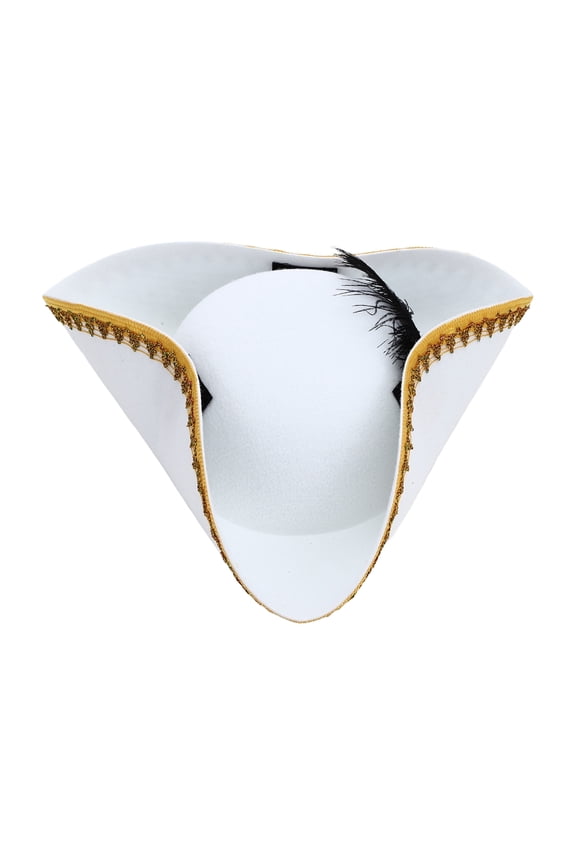 1pc Unisex Colonial Tricorn Pirate Hat Distressed Vintage Style Felt Hat for Themed Parties White One Size