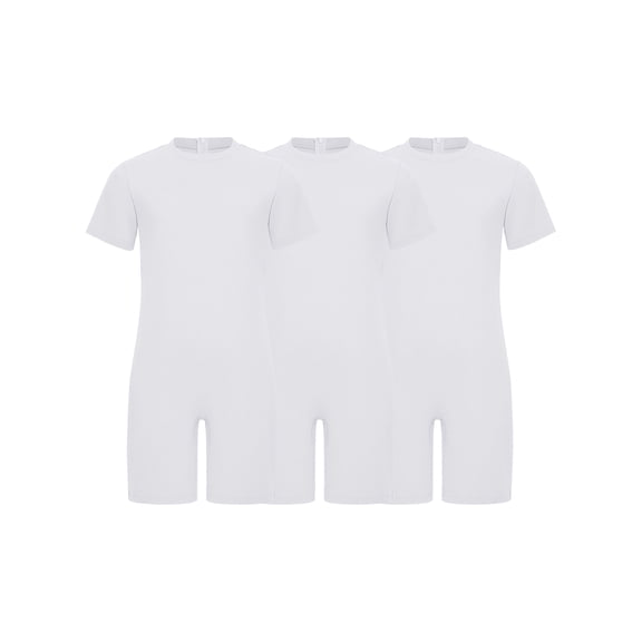 TiaoBug 3 Packs Short Sleeve Anti-Strip Romper Adaptive Clothing for Kids Special Needs Autism Sensory Jumpsuit White 10