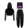 thumbnail image 1 of TiaoBug 3-Piece Kids Girls Sleeveless Cross Back Top and Sweatpants with Long Sleeve Hooded Crop Top Pink-A 6, 1 of 5