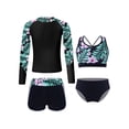thumbnail image 1 of TiaoBug Summer Kids Girls Floral Swimsuit Rash Guard Set Long Sleeve Swim Shirts with Crop Top and Bottoms Swimwear Black-A 8, 1 of 7