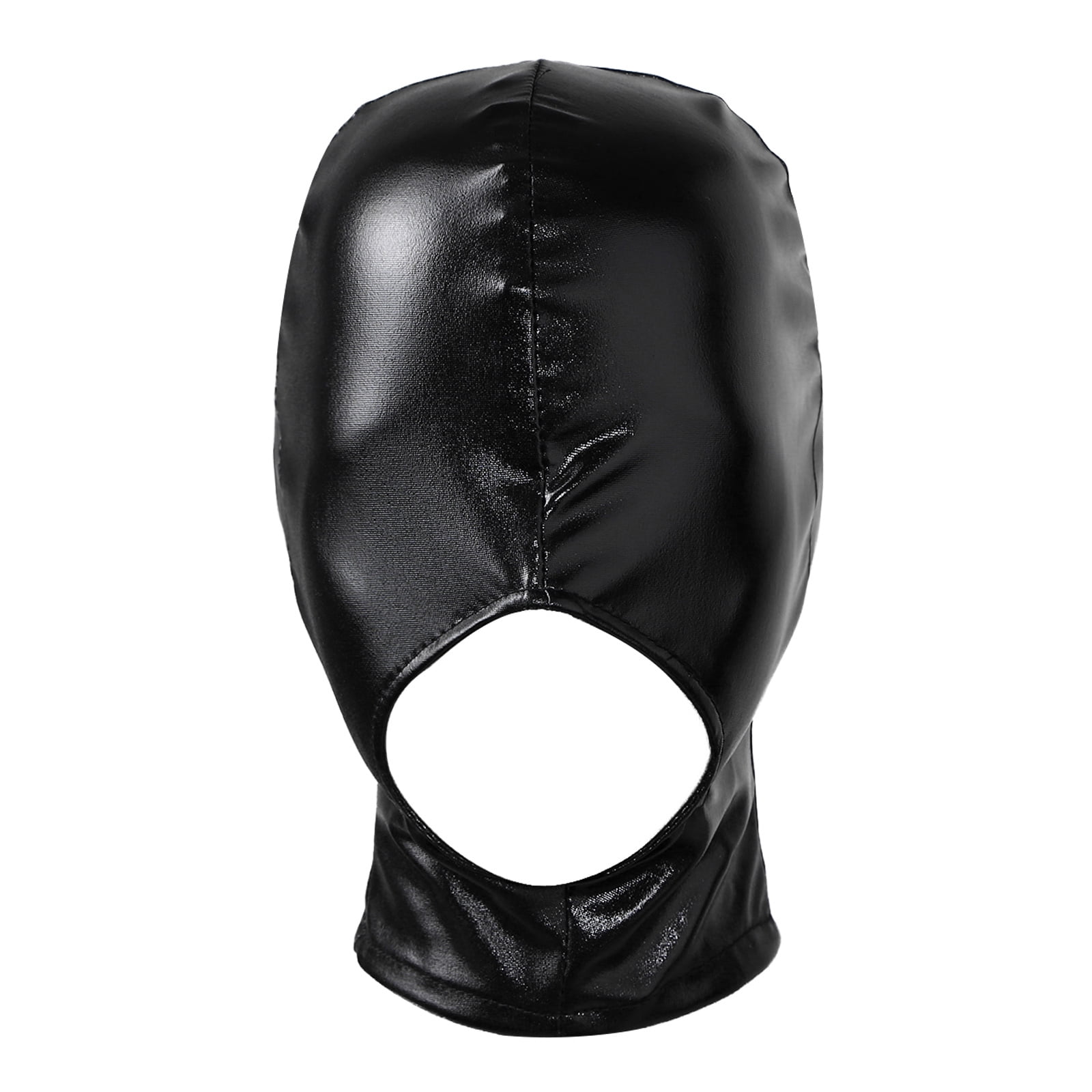 TiaoBug Adults Shiny PU Leather Full Face Mask Open Mouth Eye Ski Head Cover Cosplay Costume