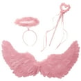 thumbnail image 1 of TiaoBug Angel Feather Wings with Headband Fairy Stick Accessory Set for Themed Party Fancy Dress-up Pink L, 1 of 3
