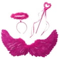 thumbnail image 1 of TiaoBug Angel Feather Wings with Headband Fairy Stick Accessory Set for Themed Party Fancy Dress-up Rose Red L, 1 of 3