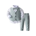 thumbnail image 1 of TiaoBug Baby Boys Gentleman Suit Long Sleeve Dress Shirt Tuxedo Vest Top Pants Birthday Party Formal Wear Light Green 5-6, 1 of 7